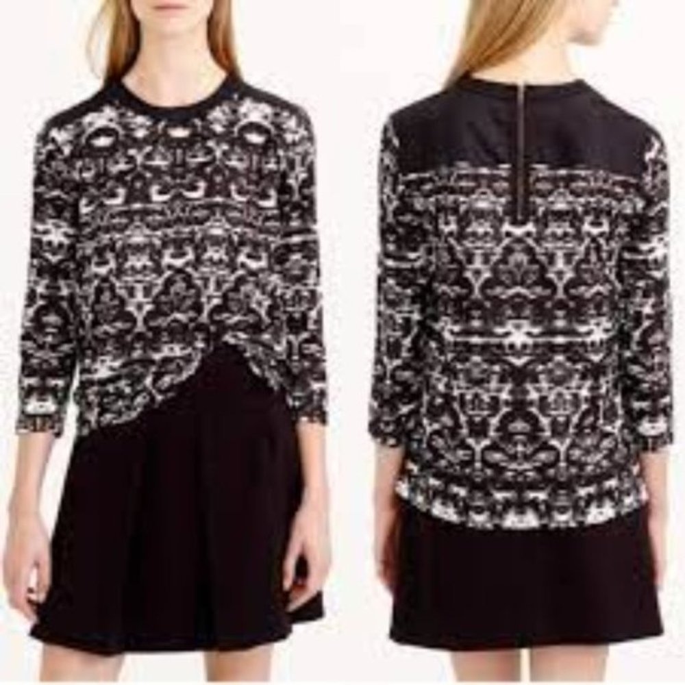 J. CREW Blurred Ikat Long Sleeve Top  B4735